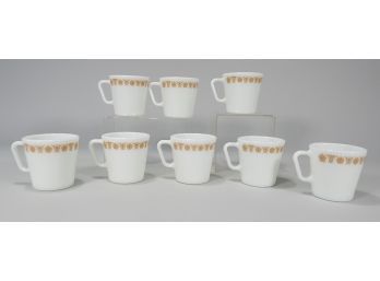 Set Of 8 Pyrex Butterfly Gold Coffee Mugs 1410
