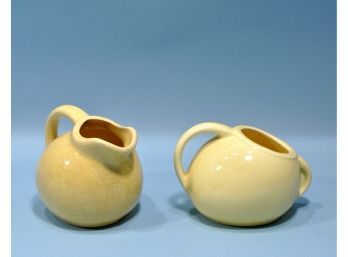 Vintage Yellow Pottery Creamer & Sugar Bowl Set