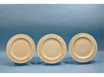 Set 3 Vintage Wedgewood Crackle Porcelain Plates With Raised Flower Trim
