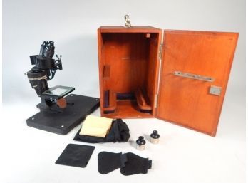 Vintage Spencer Buffalo Microscope With Wooden Box