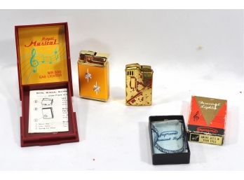 Lot 2 Vintage Musical Cigarette Lighters With Boxes