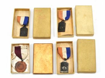 Lot 4 Vintage Medals With Boxes
