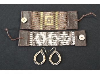 Loom Woven Beaded Bracelets And Earrings