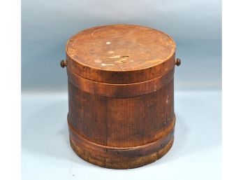 Early Antique Primitive Wooden Firkin Sugar Bucket