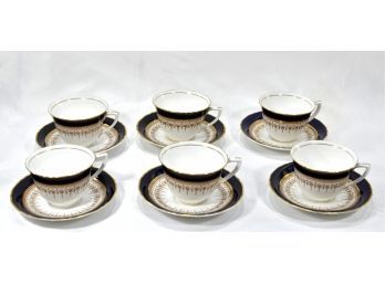 Set 6 Vintage Royal Worcester Regency Cups & Saucers