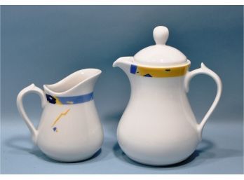 Vintage Set Limoges Bernardaud Porcelain Pitcher/ Teapot & Creamer