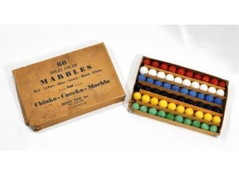 Vintage Chinko- Checko- Marblo Marbles W/Original Box