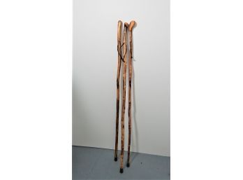 Three Hickory Walking Sticks