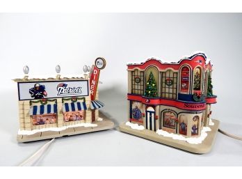 Pair Of Electric Houses NEW ENGLAND PATRIOTS Christmas Decoration