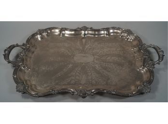 Large Silver Plate Footed Serving Platter
