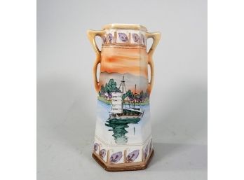 Vintage Royal Nippon Vase - Hand Painted Boat