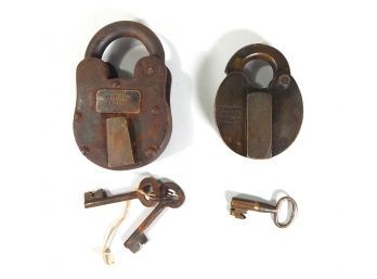 Lot 2 Antique Padlocks With Keys