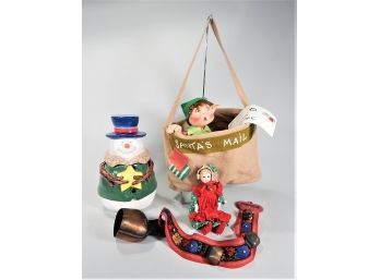 Annalee Elf,  Snowman Cookie Jar, Swiss Bells, Doll