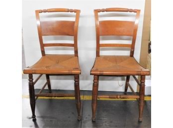 Two Maple Woven Rush Seated Chairs