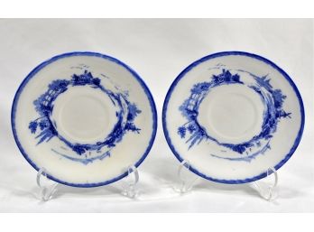 Pair Vintage Royal Burslem Blue & White Plates