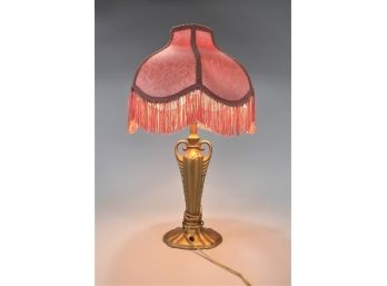 Vintage Table Lamp With Fringe Shade
