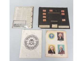 Vintage Ephemera Lot: US Presidents, Stamps, Articles, Etc.
