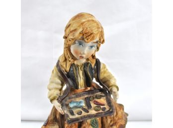 Vintage Capo Di Monte Blue Eyed Girl Figurine