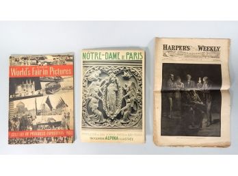 Lot 1933 Chicago World's Fair Book, Notre Dame Plates, 1885 Harper's Weekly Journal