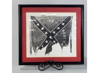 Vintage Framed Photo Of 30th Regiment Confederate Flag