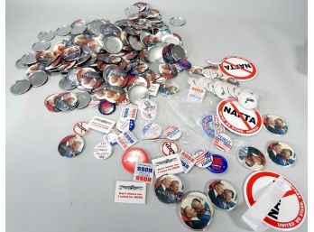 270 Pieces!  - Vintage Political Pin Lot Ross Perrot, NAFTA