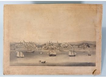 Timothy Barry 'A View Of Plymouth' Mass, Antique Print