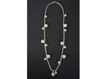 Silver Tone Glitter Ball Necklace