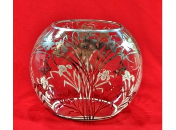 Beautiful Vintage Vase - Glass & Sterling Silver