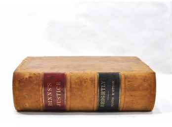 Antique 1895 Leather Covers Law Book -binns's Justice  Or Magistrates Daily Companion