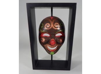 Clown Mask Mounted In Wood Frame