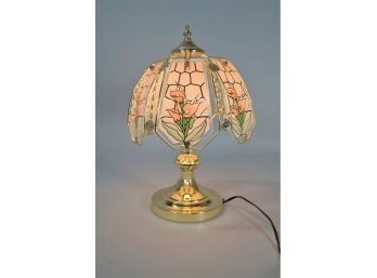 Brass 'Touch' Lamp With Glass Shade