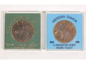 Lot 2 New Zealand & Western Samoa $1 Commemorative Coins
