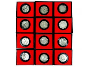 US Mint 1973 America's First Medals -12 Pewter Medal In Boxes