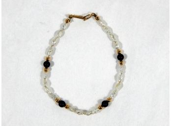Vintage Pearl & 14K Gold Bead Bracelet