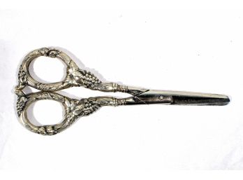 Vintage Germany Vom Cleff & Co Grape Motif Solid Handle  Sterling Silver Scissors