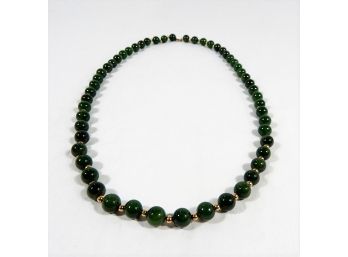 Vintage Jade & 14K Gold Bead Necklace