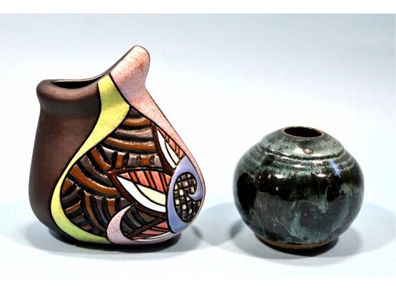 Two Studio Art Pottery Vases Signed