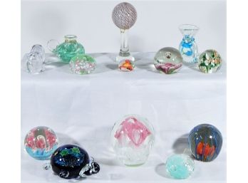 Large Assortment Of Vintage Glass Paperweights