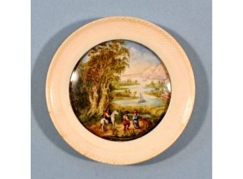 Antique Miniature Landscape Painting On Ivory