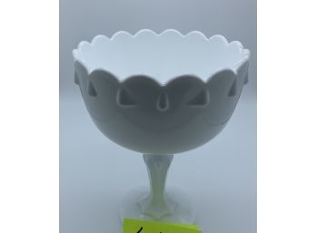 Vintage Mid-century Milk Glass Teardrop Compote