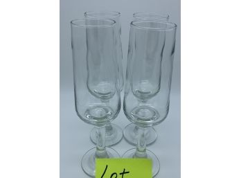 4 Crystal Champagne Flutes