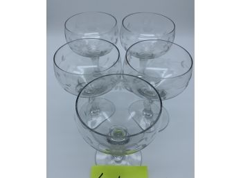 5 Crystal Champagne Glasses