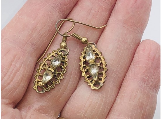 Aunt Pat’s Vintage Paste Rhinestone Earrings From The 1940s; Newer Ear Wires