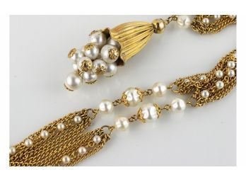 Pearls And More Pearls Multi-Strand Gold Tone Vintage Necklace