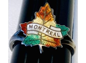 Enamel Fall Colors Vintage Sterling 925  Montreal Maple Leaf Ring