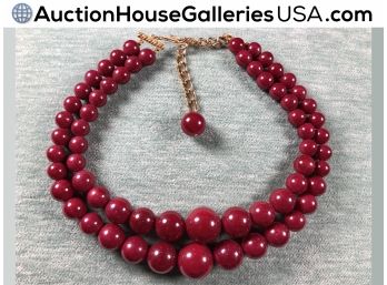 🦋 Festive Graduated Red Vintage Double Strand
