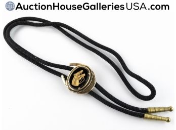 🦋 Equestrian Gold Cold Painted On Etched Black Glass/Gold Bolo