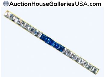 🦋 Bright Light-Catcher Sapphires & White Emerald Cut Paste Bar Pin