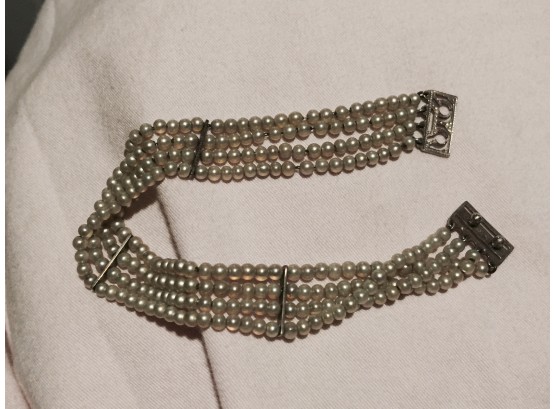 Superb Edwardian Era Bridal Pearls Lingerie Antique Feminine Bracelet 7.5'