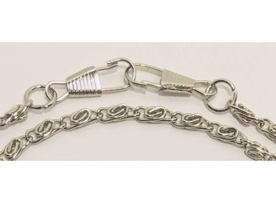 Extra Long Fob-ended Silver Byzantine Costume Chain